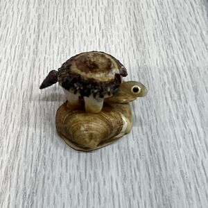 Bobble Turtle Tortoise Figurine Sea Shell Figure Vintage Japan Moving Tail/Head